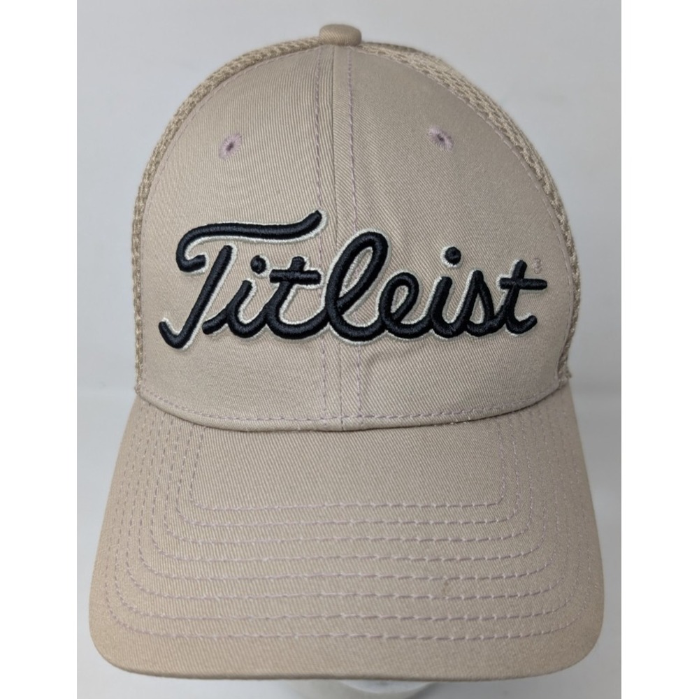 New Era Titleist Pro V1 Golf Hat Mens Small - Medium Stretch Cap Mesh Beige VTG
